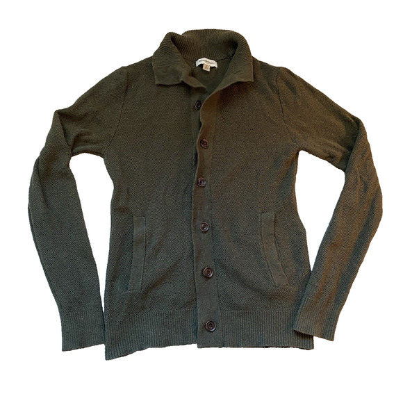 Goodfellow & Co Cardigan Womens Size Small Green Button Front Mock Neck Sweater - Picture 1 of 16